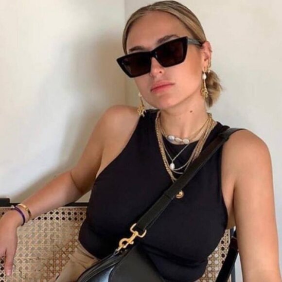 Saint Laurent SL276 MICA 001 Cat Eye Sunglasses - Black/Grey - Picture 1 of 15